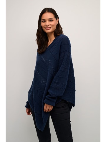 Cream Poncho "Holiday" in Dunkelblau