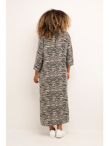 Kaffe Leinen-Kleid in Creme/ Schwarz