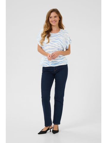 Kaffe Blouse "Amber" wit/lichtblauw