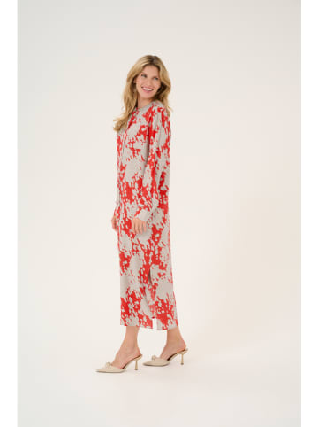 Kaffe Kleid in Rot/ Hellgrau