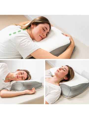 InnovaGoods 3-in-1 Nackenkissen in Weiß/ Grau - (L)55,5 x (B)40 cm