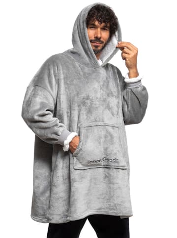 InnovaGoods Polarowy koc z kapturem w kolorze szarym - 160 x 120 x 80 cm