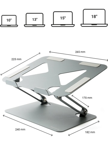InnovaGoods Uchwyt w kolorze szarym na laptopa - 22,5 x 26,5 cm