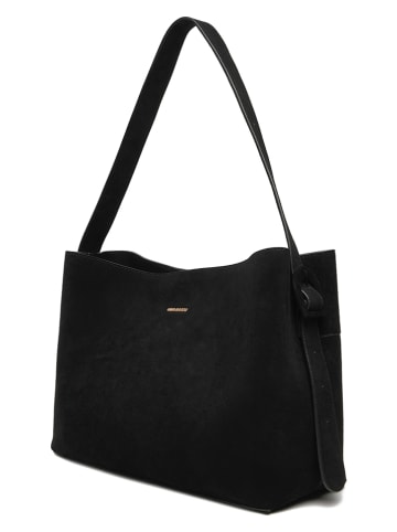 Gino Rossi Leren schoudertas zwart - (B)40 x (H)28 x (D)14 cm