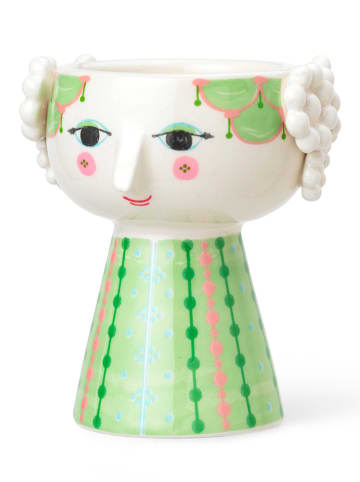 Bjørn Wiinblad Kerzenständer "Eva" in Grün/ Rosa/ Weiß - (H)9,5 x Ø 8 cm