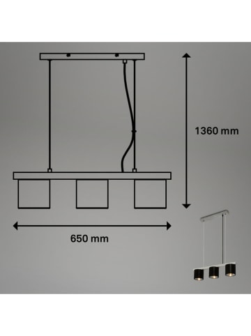 Briloner Hängeleuchte in Schwarz/ Silber - (L)136 x (B)65 cm 