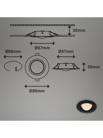 Briloner 3-delige set: ledinbouwlampen zwart - energieklasse F (A tot G)