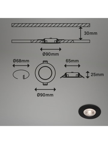 Briloner 4-delige set: ledinbouwlampen zwart - energieklasse F (A tot G)