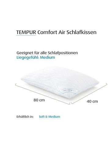 Tempur Schlafkissen "Comfort Air - Medium" in Weiß - (L)40 x (B)80 cm
