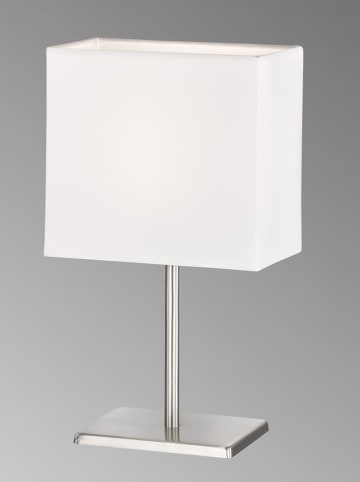 FISCHER & HONSEL Tafellamp "Bozen" zilverkleurig/wit - (B)17 x (H)30 x (D)10 cm