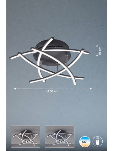 FISCHER & HONSEL Ledplafonnière "Cross TW" zwart - Ø 50 cm