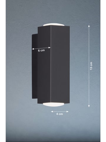 FISCHER & HONSEL Ledwandlamp "Carlo" zwart - (B)4 x (H)13 x (D)6 cm