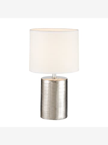 FISCHER & HONSEL Lampa stołowa "Prata" w kolorze srebrno-białym - wys. 35 x Ø 20 cm