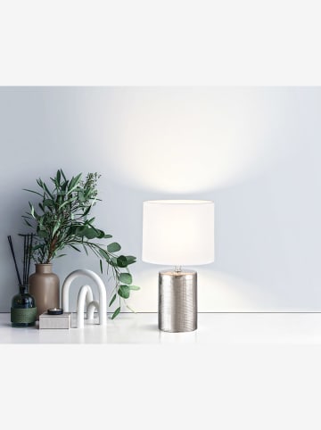 FISCHER & HONSEL Tafellamp "Prata" zilverkleurig/wit - (H)35 x Ø 20 cm