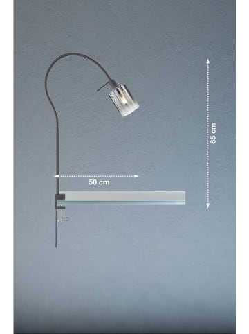 FISCHER & HONSEL Ledklemlamp "Iska" zwart - (B)50 x (H)65 cm