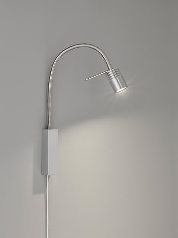FISCHER & HONSEL Ledwandlamp "River" nikkelkleurig - (B)4 x (H)40 cm