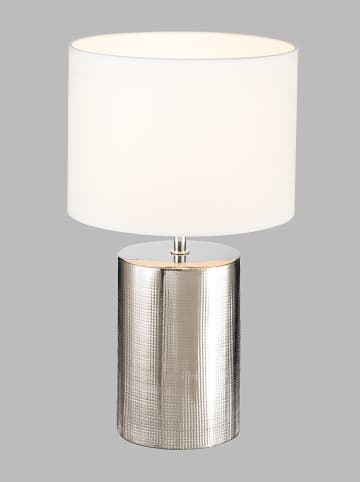 FISCHER & HONSEL Lampa stołowa "Prata" w kolorze srebrno-białym - wys. 43 x Ø 24 cm