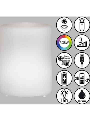 FH Lighting LED-Solar-Tischleuchte "Ceppo" in Weiß - (H)15 x Ø 11 cm