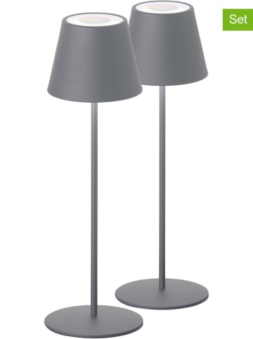 FH Lighting 2er-Set: LED-Tischleuchten "Cosenza" in Grau - (H)38 x Ø 12 cm