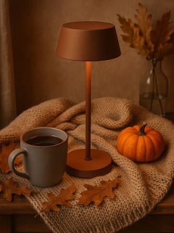 FH Lighting Lampa stołowa LED "Sienna" w kolorze jasnobrązowym - wys. 24 x Ø 10 cm