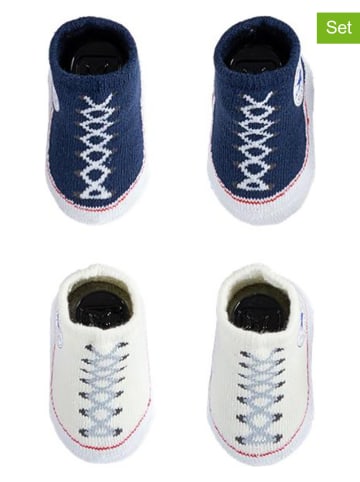 Converse 2er-Set: Krabbelschuhe in Dunkelblau/ Creme