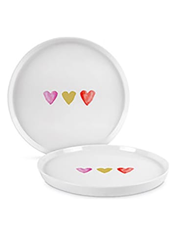 ppd Talerzyk deserowy "Aquarell Hearts" w kolorze białym - Ø 21 cm