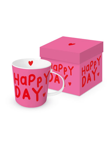 ppd Kubek jumbo "Happy Heart" w kolorze czerwono-różowym - 400 ml