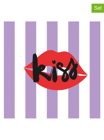 ppd 2er-Set: Servietten ''Formart Kiss'' in Lila/ Rot - 2x 20 Stück