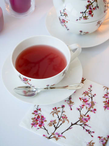 ppd Jumbotasse "Fiori Rossi" in Weiß/ Rosa - 400 ml