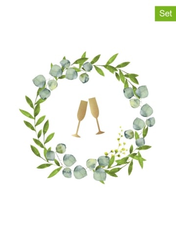 ppd Serwetki (40 szt.) "Champagne" w kolorze biało-zielonym