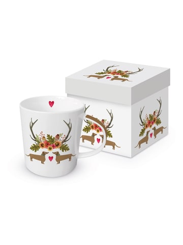 ppd Kubek jumbo "Waltraut & Walter" w kolorze biało-jasnobrązowym - 400 ml