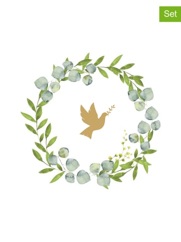 ppd 2er-Set: Servietten "Dove Wreath" in Weiß/ Grün - 2x 20 Stück