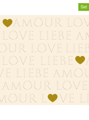 ppd 2er-Set: Servietten ''Love Letters" in Creme - 2x 20 Stück
