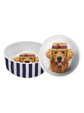 ppd Miska w kolorze beżowo-biało-granatowym dla zwierząt - wys. 7 x Ø 20 cm