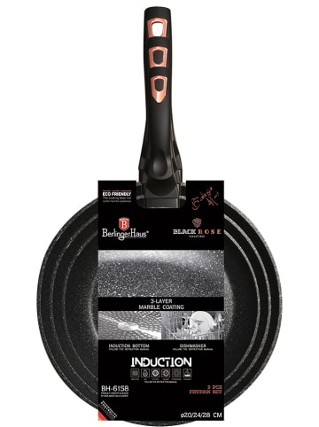 Berlinger Haus 3er-Set: Bratpfannen "Black Rose" in Schwarz/ Roségold
