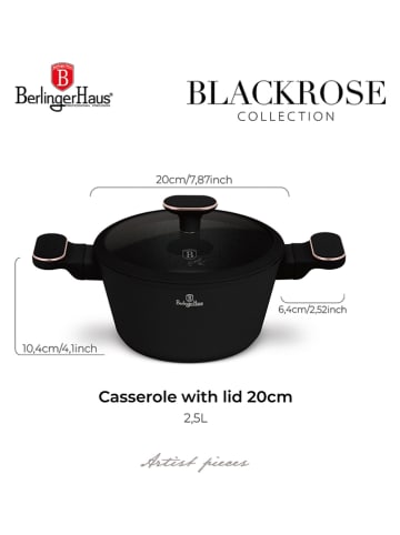 Berlinger Haus 2-delige set: braadpan "Black Rose" zwart - Ø 20 cm