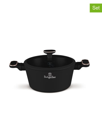 Berlinger Haus 2-delige set: steelpan met deksel "Black Rose Collection" zwart - Ø 24 cm