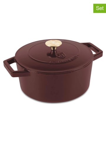Berlinger Haus 2-delige set: gietijzeren steelpan "Cast Iron - bordeaux Collection" - Ø 24 cm
