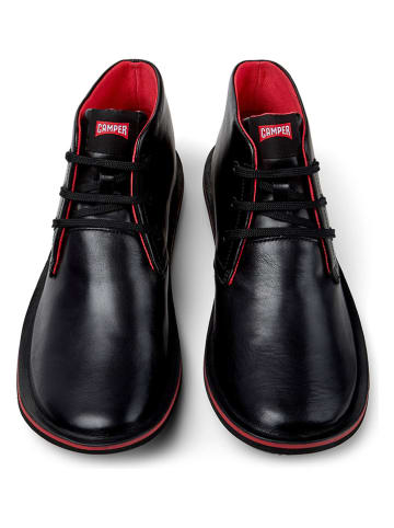 Camper Leren enkelboots zwart