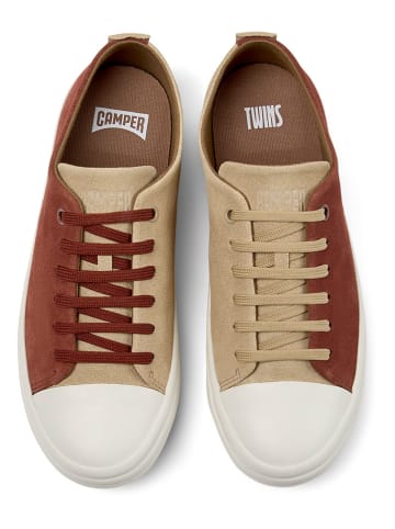 Camper Leder-Sneakers in Rot/ Beige