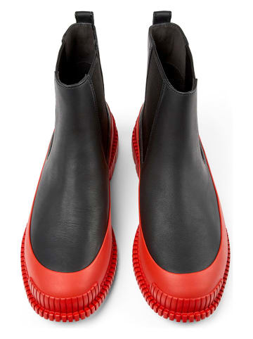 Camper Leder-Chelsea-Boots in Schwarz/ Rot