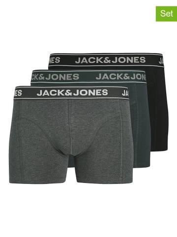 Jack & Jones Bokserki (3 pary) w kolorze czarno-zielono-szarym
