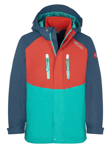 Trollkids 3-in-1 regenjas "Bryggen" donkerblauw/turquoise