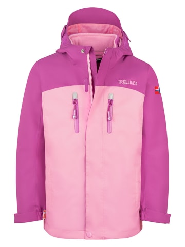 Trollkids 3in1-Regenjacke "Bryggen" in Rosa