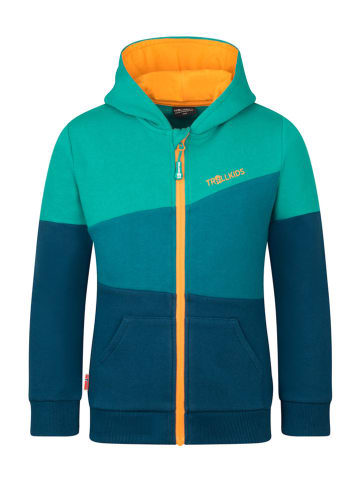Trollkids Sweatjacke "Alesund" in Hellblau/ Dunkelblau/ Orange