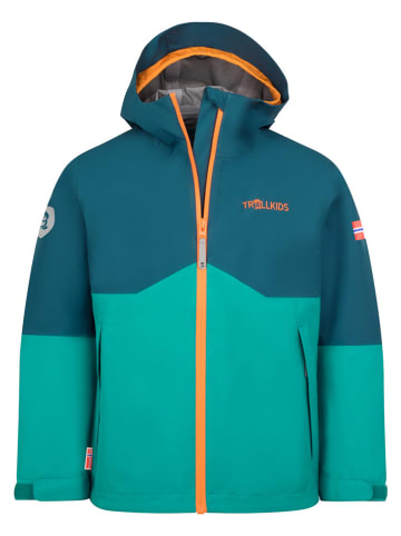 Trollkids Regenjacke "Gjende" in Grün/ Blau/ Orange