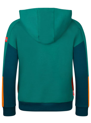 Trollkids Hoodie "Rondane" in Grün/ Dunkelblau/ Orange