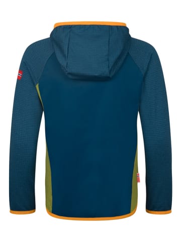 Trollkids Fleecejacke "Seiland" in Blau/ Khaki/ Orange