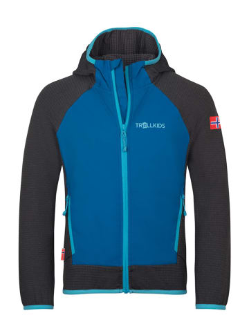 Trollkids Hybride fleece vest "Seiland" zwart/blauw