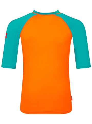 Trollkids Badeshirt "Haukland T" in Orange/ Blau
